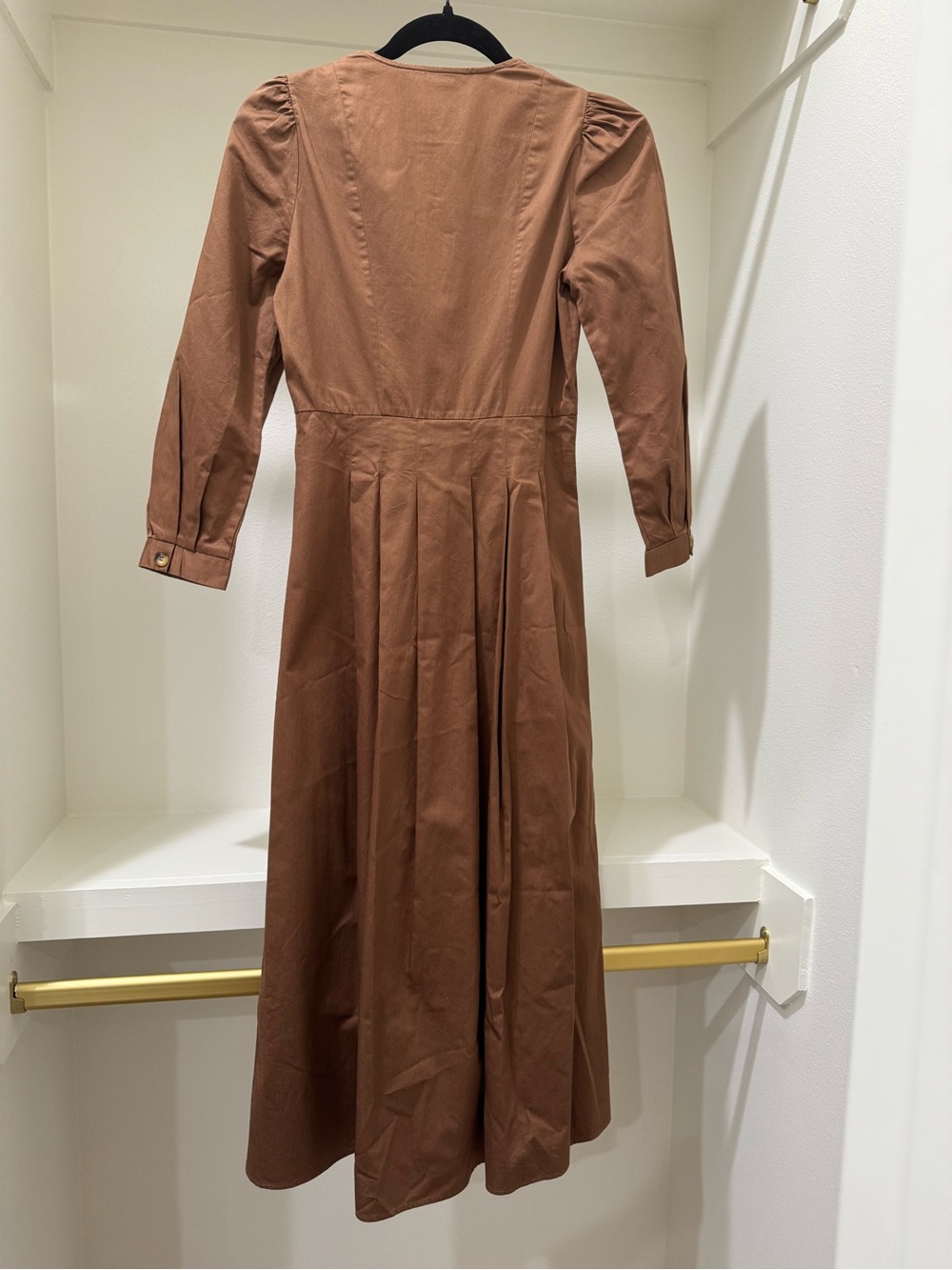Zara Rust-Brown V-Neck Button Maxi Dress - Picture 2 of 3